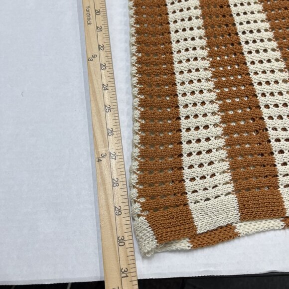 Solitaire Pants Womens L Ivory Brown‎ Crochet Knit Wide Leg Boho Hippie Festival - Picture 4 of 11